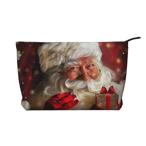 Make-up-Tasche mit Flamingo-Motiv am Strand, aus Kordsamt, Reise-Kosmetiktasche, Kulturbeutel, Organizer für Damen, Mutter, Mädchen, Frohe Weihnachten Weihnachtsmann, Einheitsgröße, Kulturbeutel von LRHCNZDCP