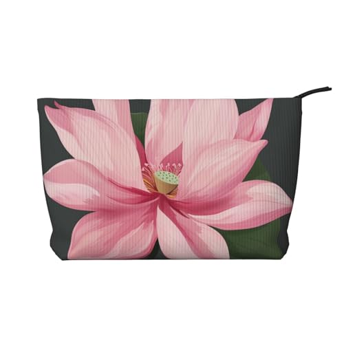 Make-up-Tasche mit Flamingo-Motiv am Strand, aus Kordsamt, Reise-Kosmetiktasche, Kulturbeutel, Organizer für Damen, Mutter, Mädchen, Lotusblume 1, Einheitsgröße, Kulturbeutel von LRHCNZDCP