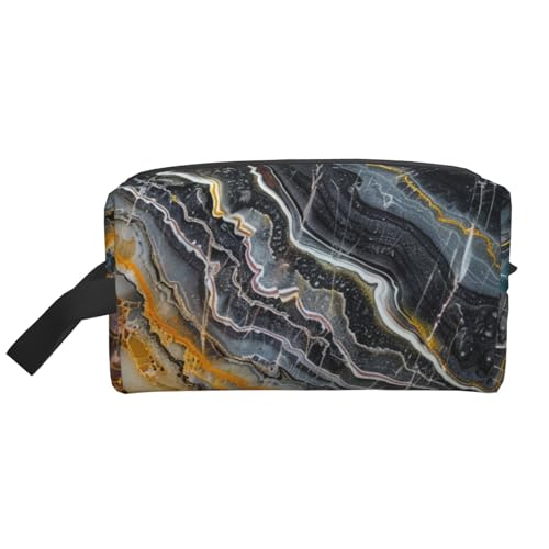 Make-up-Tasche mit farbigem Marmor-Druck, groß, Reise-Kosmetiktasche, wasserdicht, Kosmetiktasche, Kulturbeutel, Organizer für Damen, Mutter, Mädchen, weiß, Einheitsgröße, Kulturbeutel von LRHCNZDCP