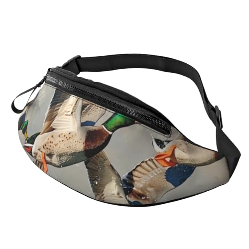 Mallard Ducks bedruckte Bauchtasche für Herren und Damen, Crossbody-Bauchtasche mit verstellbarem Riemen für Wandern, Laufen, Reisen, Radfahren, Schwarz , Einheitsgröße, Wanderrucksack Mallard Ducks bedruckte Bauchtasche für Herren und Damen, Crossbody-Bauchtasche mit verstellbarem Riemen für Wandern, Laufen, Reisen, Radfahren, Schwarz , Einheitsgröße, Wanderrucksack von LRHCNZDCP