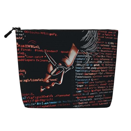 Programmierer Programmiercode bedruckte Reise-Make-up-Tasche aus Leinenimitat, wasserdichte Kosmetiktasche für Damen, Schwarz , Einheitsgröße, Kosmetiktasche von LRHCNZDCP