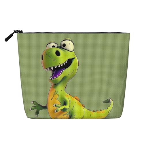 Reise-Make-up-Tasche mit Cartoon-Dinosaurier-Motiv, Leinenimitat, wasserdicht, Kosmetiktasche für Damen, Schwarz , Einheitsgröße, Kosmetiktasche von LRHCNZDCP