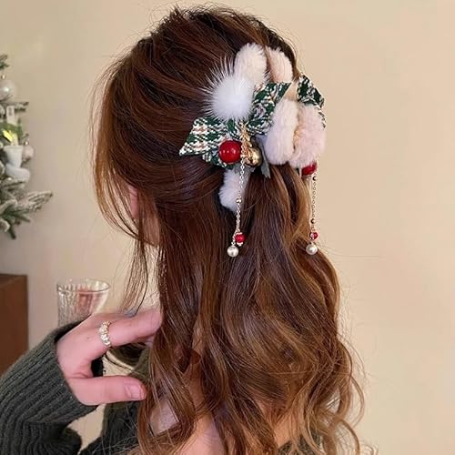 Weihnachtsklammern, Weihnachts-Haar-Accessoires für Damen, grün kariert, Plüsch-Haarspangen mit Quasten-Design, rutschfeste Haarklammer, Haarnadeln, Schleifen, Haarklammern für dünnes dickes Haar, 1 Weihnachtsklammern, Weihnachts-Haar-Accessoires für Damen, grün kariert, Plüsch-Haarspangen mit Quasten-Design, rutschfeste Haarklammer, Haarnadeln, Schleifen, Haarklammern für dünnes dickes Haar, 1 von LRKNNO