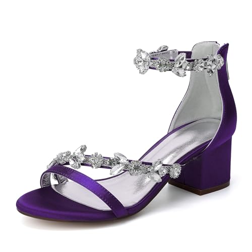 Damen Blockabsatz Hochzeitsschuhe Offener Zehen Sommer Sandalen Knöchelriemen Brautschuhe Abendschuhe,Dark Purple,42 EU Damen Blockabsatz Hochzeitsschuhe Offener Zehen Sommer Sandalen Knöchelriemen Brautschuhe Abendschuhe,Dark Purple,42 EU von LRMYMHY