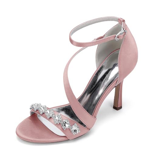 Frauen Offene Zehe Hochzeitsschuhe Für Braut Stiletto High Heel Brautschuhe Knöchelriemen Abschlussball Party Dressy Pumps Sandalen,Rosa,38 EU Frauen Offene Zehe Hochzeitsschuhe Für Braut Stiletto High Heel Brautschuhe Knöchelriemen Abschlussball Party Dressy Pumps Sandalen,Rosa,38 EU von LRMYMHY