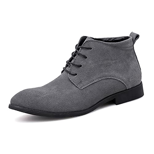 LRMYMHY Chelsea-Stiefel Herren Winter Schnür Stiefeletten mit Warme Gefüttert,Grau,43 EU von LRMYMHY