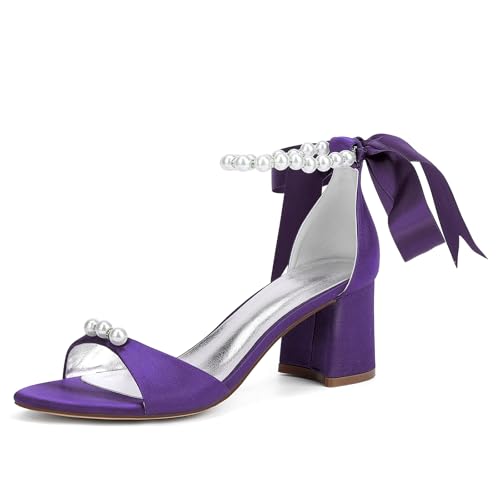 LRMYMHY Damen Blockabsatz Brautschuhe Riemchensandalen Mit Perlen Offene Zehen Brautjungfern Hochzeitsschuhe,Dark Purple,38 EU LRMYMHY Damen Blockabsatz Brautschuhe Riemchensandalen Mit Perlen Offene Zehen Brautjungfern Hochzeitsschuhe,Dark Purple,38 EU von LRMYMHY