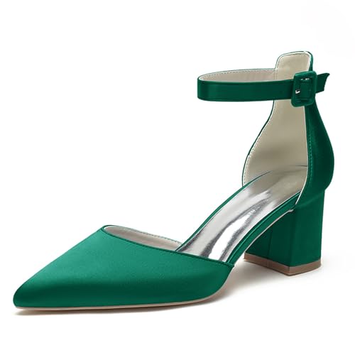LRMYMHY Damen Blockabsatz Hochzeitsschuhe Spitzem Zehen Sandaletten Knöchelriemen Abend Party Brautschuhe,Grün,38 EU LRMYMHY Damen Blockabsatz Hochzeitsschuhe Spitzem Zehen Sandaletten Knöchelriemen Abend Party Brautschuhe,Grün,38 EU von LRMYMHY