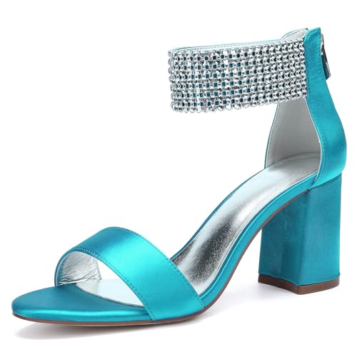 LRMYMHY Damen Blockabsatz Riemchensandalen Mit Strass Offene Zehen Brautschuhe Abend Party Hochzeitsschuhe,Light Green,40 EU LRMYMHY Damen Blockabsatz Riemchensandalen Mit Strass Offene Zehen Brautschuhe Abend Party Hochzeitsschuhe,Light Green,40 EU von LRMYMHY