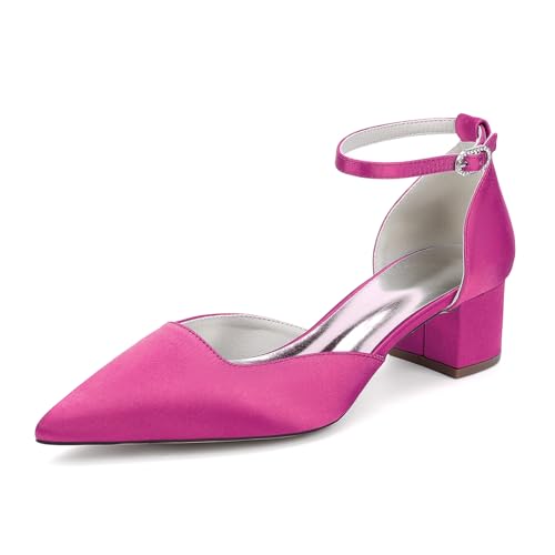 LRMYMHY Damen Blockabsatz Satin Brautschuhe Chunky Niedriger Absatz Pump Geschlossene Spitze Zehe Party Hochzeitskleid Schuhe,Fuchsia,38 EU LRMYMHY Damen Blockabsatz Satin Brautschuhe Chunky Niedriger Absatz Pump Geschlossene Spitze Zehe Party Hochzeitskleid Schuhe,Fuchsia,38 EU von LRMYMHY
