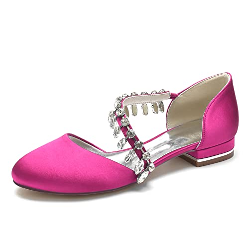 LRMYMHY Damen Ivory Brautschuhe Flache Satin Ballerinas Runde Zehe Strass Satin Hochzeit Brautjungfernschuhe,Fuchsia,38 EU LRMYMHY Damen Ivory Brautschuhe Flache Satin Ballerinas Runde Zehe Strass Satin Hochzeit Brautjungfernschuhe,Fuchsia,38 EU von LRMYMHY