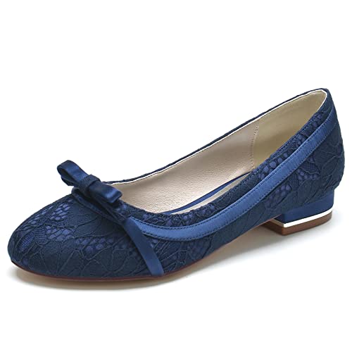 LRMYMHY Damen Runde Zehe Spitze Brautschuhe Low Heel Ballerinas Slip on Brautschuhe,Marine,37 EU LRMYMHY Damen Runde Zehe Spitze Brautschuhe Low Heel Ballerinas Slip on Brautschuhe,Marine,37 EU von LRMYMHY