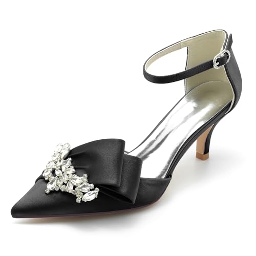 LRMYMHY Damen Spitze Kitten Heels Satin Brautschuhe Mit Knöchelriemen Hochzeitsprom Party Kleiderschuhe,Schwarz,37 EU LRMYMHY Damen Spitze Kitten Heels Satin Brautschuhe Mit Knöchelriemen Hochzeitsprom Party Kleiderschuhe,Schwarz,37 EU von LRMYMHY