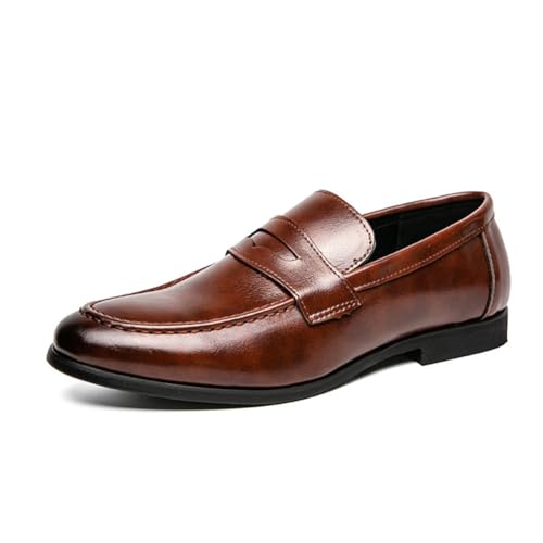 LRMYMHY Herren Leder Freizeit Kleid Schuhe Slip-On Penny Loafer Leichte Wingtip Slip Büroschuhe,Braun,41 EU LRMYMHY Herren Leder Freizeit Kleid Schuhe Slip-On Penny Loafer Leichte Wingtip Slip Büroschuhe,Braun,41 EU von LRMYMHY