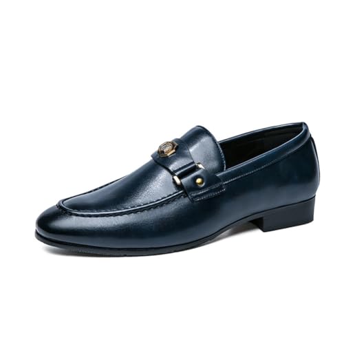 LRMYMHY Herren Moc Toe Kleid Schuhe Slip On Formeller Loafer Flache Leder Ballhochzeit Casual Monk Strap Smoking Schuhe,Blau,39 EU LRMYMHY Herren Moc Toe Kleid Schuhe Slip On Formeller Loafer Flache Leder Ballhochzeit Casual Monk Strap Smoking Schuhe,Blau,39 EU von LRMYMHY