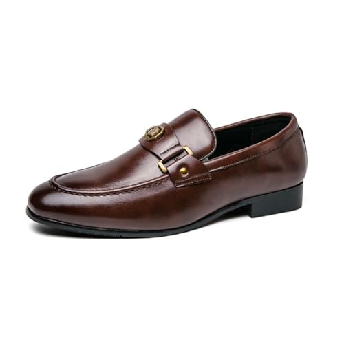 LRMYMHY Herren Moc Toe Kleid Schuhe Slip On Formeller Loafer Flache Leder Ballhochzeit Casual Monk Strap Smoking Schuhe,Braun,38 EU LRMYMHY Herren Moc Toe Kleid Schuhe Slip On Formeller Loafer Flache Leder Ballhochzeit Casual Monk Strap Smoking Schuhe,Braun,38 EU von LRMYMHY