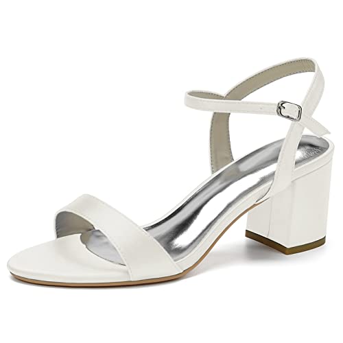 LRMYMHY Sandaletten Damen Offene Zehen Riemchensandalen Blockabsatz Satin Brautschuhe Für Hochzeit,Elfenbein,36 EU LRMYMHY Sandaletten Damen Offene Zehen Riemchensandalen Blockabsatz Satin Brautschuhe Für Hochzeit,Elfenbein,36 EU von LRMYMHY
