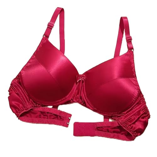 LRSSMB 2025 Glatte Satin Seide Bh Doppelseitige Maulbeerseide Push-Up Unterstützung Drahtlose Bhs For Frauen Damen Täglichen Bralette BH(Red,M) von LRSSMB