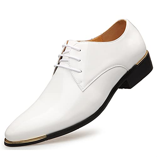 LRUII Formale Oxford-Schuhe für Herren, Schnür-Derby-Schuhe, runde Zehenpartie, Kunstleder, Blockabsatz, rutschfest, Business von LRUII