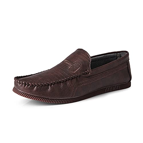 LRUII Loafer zum Fahren, Mokassins, Loafer-Schuhe für Herren, PU, ​​runde Zehenpartie, Nahtdetails, bequemer, Flexibler, Flacher Absatz, lässiger Slip-on von LRUII