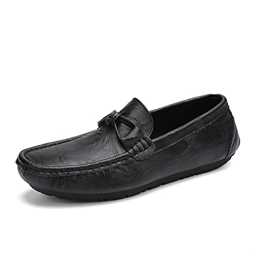 LRUII Loafer zum Fahren, Mokassins, Loafer-Schuhe für Herren, runde Spitze, Nahtdetails, PU-Schleife, flexibel, Flacher Absatz, beständig, bequemes Fahren, zum Reinschlüpfen von LRUII