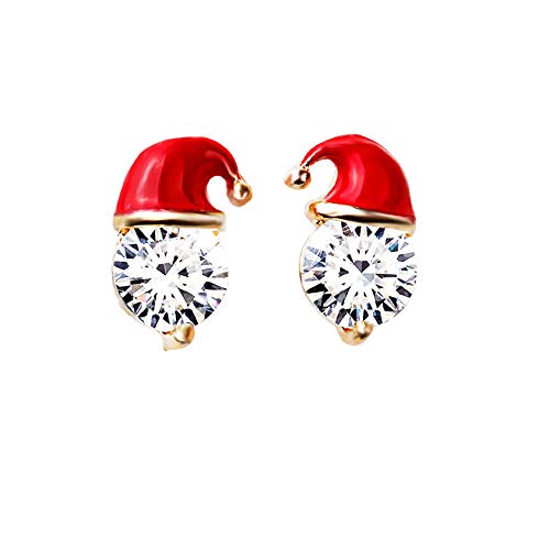 LRWEY Diamant Weihnachtsmütze Ohrringe aus Legierung Qualitätssicherung easidegirl Ohrstecker, rot, Einheitsgröße von LRWEY