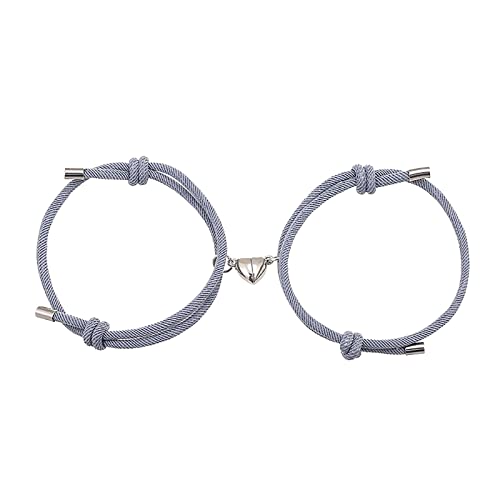 LRWEY Einfache Legierung Liebe Magnet Phase Anziehung Paar Armband Zubehör Ring und Halskette Set, B, Einheitsgröße von LRWEY