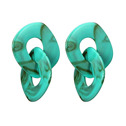 LRWEY Frühling Persönlichkeit Geometrie Ohrringe Frauen Ohrringe Legierung Wort Mehrlagige Ohrringe Kanal Ohrringe Frauen, lichtgrün, Einheitsgröße von LRWEY