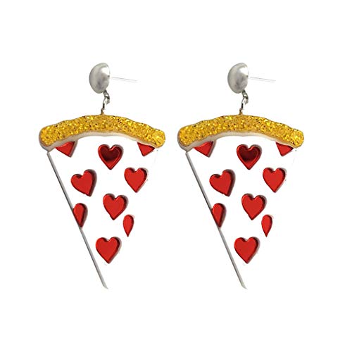 LRWEY Hook Art Ohrringe Ohrclip Kleine Persönlichkeit Pizza Kreative Liebe Frische Ohrringe Valentinstag Ohrringe für Frauen, weiß, Einheitsgröße von LRWEY