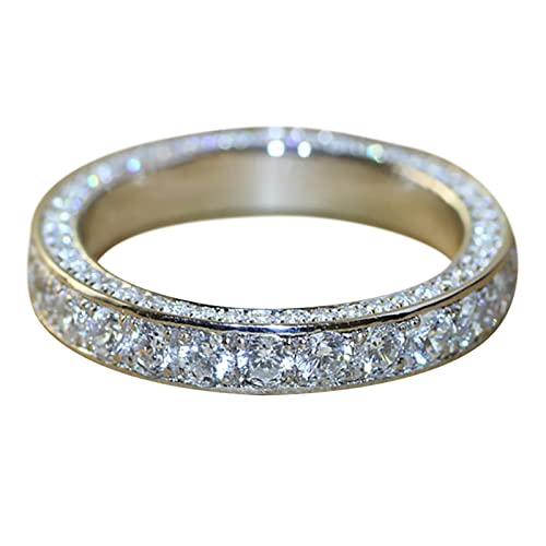 LRWEY Volldiamant-Ringe Damenringe für Damen und Mädchen, klassischer Schmuck, a, 7 von LRWEY