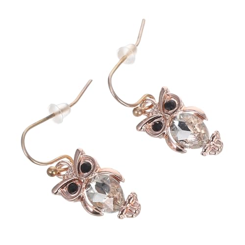LRXIYODE 1 Paar Eulen Ohrringe für Frauen Tierohrringe Roségold mit Weißen Zirkonia Lustiger Modeschmuck für Teenager und Frauen für Valentinstag und Besondere Anlässe von LRXIYODE