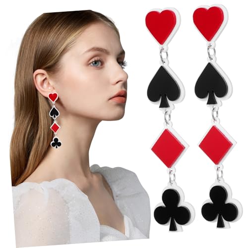 LRXIYODE 1 Paar Geometrische Ohrhänger für Frauen Kreative Spielkarten Ohrringe Modischer Ohrschmuck für Besondere Anlässe als für Geburtstage und Feiertage von LRXIYODE