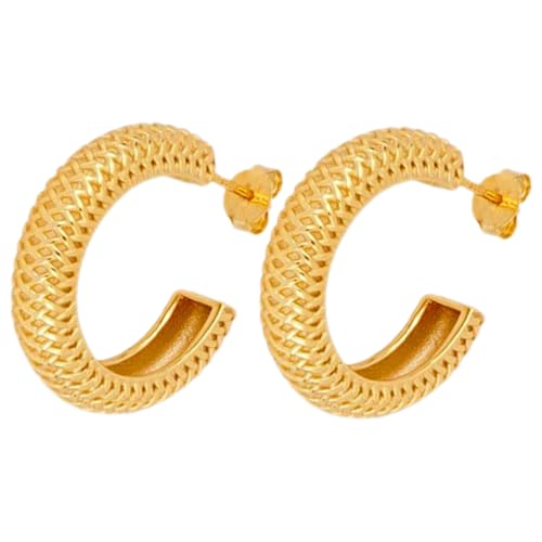 LRXIYODE 1 Paar Große C Förmige Creolen Ohrringe für Damen Stilvolle Statement Ohrstecker im Vintage Design für Partys Hochzeiten und Täglichen Gebrauch von LRXIYODE