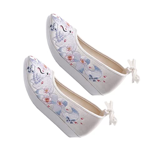 LRXIYODE 1 Paar High-end-chinesische Kleidung Und Stoffschuhe Stickerei Für Elegant Seide Bestickt Tanzperformance Hanfu-Schuh Schuhe Chinesisch Baumwolle Weiß von LRXIYODE