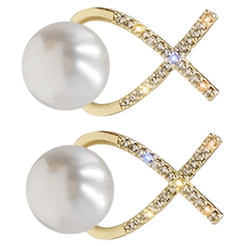 LRXIYODE 1 Paar Perlenohrringe mit Strass Ohrringe für Hochzeiten und Alltag Goldfarbe Leicht und für Besondere Anlässe und von LRXIYODE
