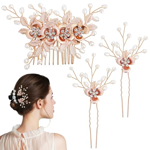 LRXIYODE 1 Satz Haarkamm Set mit Perlen und Blüten Haarspangen und Haarklammern für Damen Teiliges Set für Besondere Anlässe und Alltagsstylings von LRXIYODE