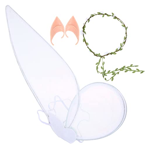 LRXIYODE 1 Satz Mädchen Cosplay Zubehör mit Schmetterlingsflügeln Blumenkopfschmuck und Elfenohren für Festlichkeiten Sicher und für Fotoshootings und Kreative Outfits von LRXIYODE
