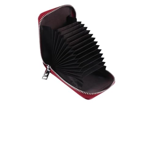 LRXIYODE Geldbörse Für Herren Mit Reißverschluss Organizer-Tasche Aus Hochwertigem Material Kompakter Kartenhalter Mit Vordertasche Weinrot von LRXIYODE