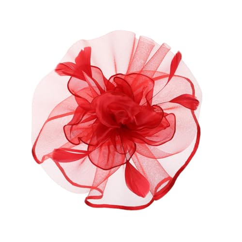 LRXIYODE 1 Stück Hut aus Federnetz Hochzeit Braut- Hüte für Frauen Burgund Haarnadelnetz NET -Garn -Kopfschmuck Party-Kopfschmuck Frau Kopfbedeckung Party Haarclip Gittergewebe rot von LRXIYODE