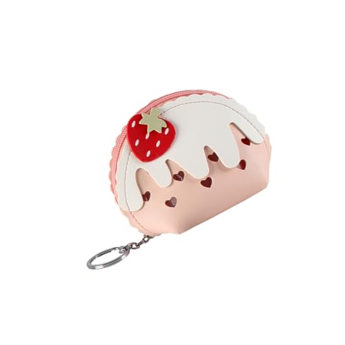 LRXIYODE Erdbeer Geldbörse Kleiner Zipper Geldbeutel PU Schlüsselanhänger für Damen Kompakt Münzbeutel für Reisen Shopping und Alltag von LRXIYODE