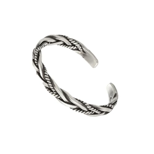 LRXIYODE 1 Stück Silber Bangle Armreif Handgefertigter Geflochtener Retro Armband für Herren und Damen Offenes Design Stilvolle Armdekoration Einzigartiges von LRXIYODE