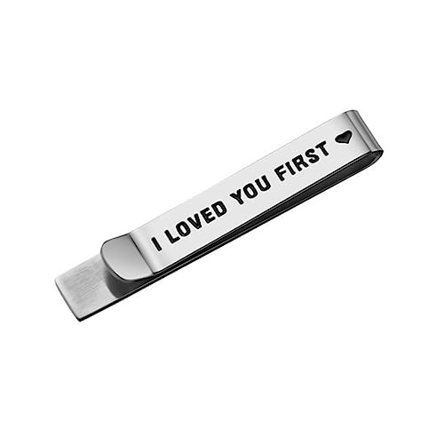 LRXIYODE 1 Stück Vater der Braut Krawattenklammer Doppelseitige Gravur mit Father Of The Bride und Loved You First Langlebige Titanstahl Krawattennadel für Hochzeiten und Festliche Anlässe von LRXIYODE