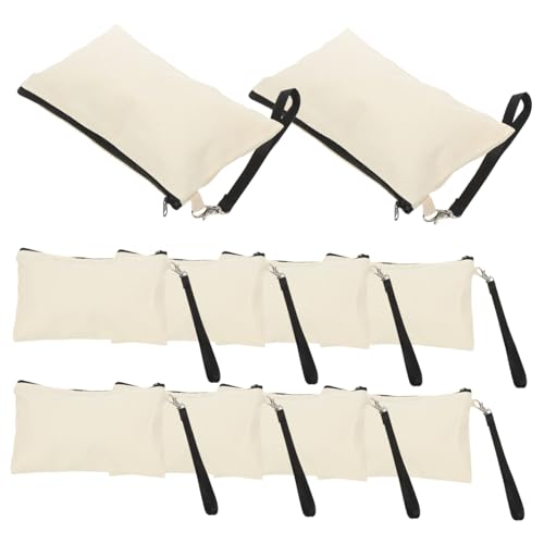LRXIYODE 10 Sätze Teiliges Weiße Canvas Kosmetiktaschen mit Reißverschluss Hitzebeständige Sublimationsbeutel zum Selbergestalten Einfache Organizer für Makeup Reise Stifteaufbewahrung von LRXIYODE