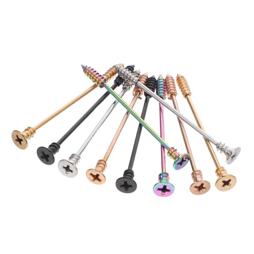 LRXIYODE 10 Stück Edelstahl Ohrstecker Edelstahl Ohrringe Mit Schraubverschluss Knorpelohrringe Für Männer Piercing Ohrstecker Ohrmanschetten Schraubohrringe Für Frauen von LRXIYODE
