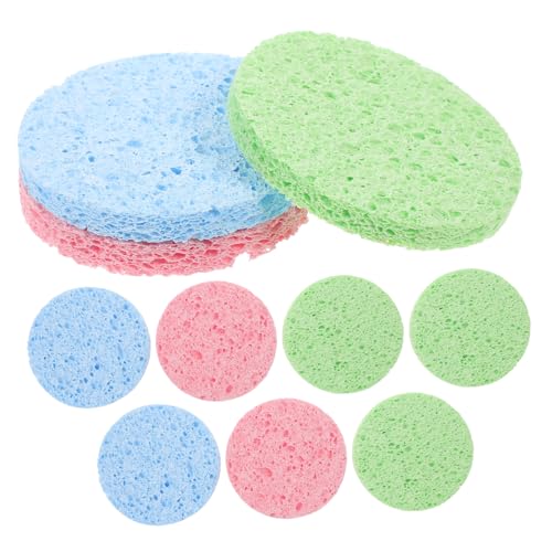 LRXIYODE 10 Stück Make Up Entferner Pads Oval Natürliche Zellulose Gesichtsreinigungsschwämme Weich Reinigungspads Für Tägliches Abschminken Feuchtigkeitsspendend Sanft Zufällige Farbe von LRXIYODE