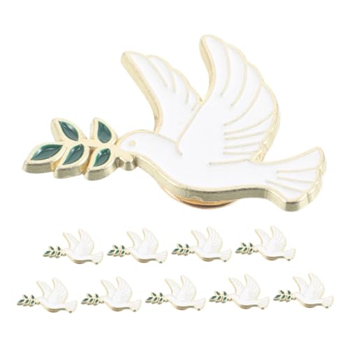 LRXIYODE 10 Stück Metall Vogel Broschen für Damen Eleganter Friedenstauben Anstecker mit Olivenzweig Vielseitige Schmucknadeln für Hüte Pullover Mäntel und Rucksäcke Stilvolles Accessoire von LRXIYODE