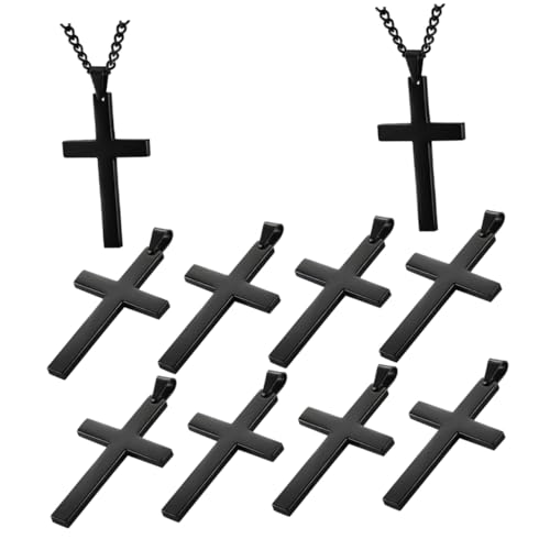 LRXIYODE 10stücke Schwarze Kreuz-halskette Mit Kette Kreuz-anhänger Für Damen Und Herren Kruzifix-schmuck Für Teenager Lässiger Kreuzkettenanhänger Für Männer Und Frauen von LRXIYODE