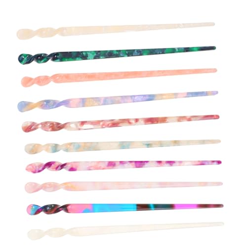 LRXIYODE 10 Stück Teiliges Acetat Haarstäbchen mit Zartem Muster Praktische Haarschmucksticks für Frauen Langlebig Leicht Rutschfest Geeignet für Alltag Party Cosplay und Besondere Anlässe von LRXIYODE