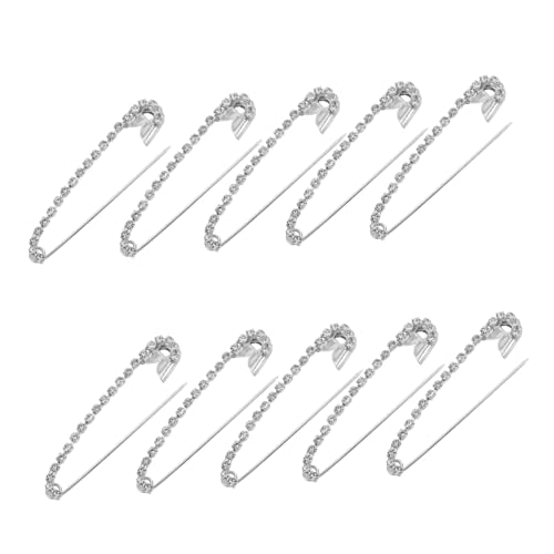 LRXIYODE 10 Stück Teiliges Broschen mit Kristallbesatz U Förmige Sicherheitsnadeln aus Zinklegierung Perlen Broschennadeln Festigende Modeaccessoires für Pullover Schals Kleidungsschutz von LRXIYODE