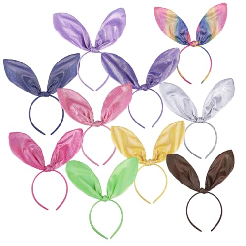 LRXIYODE 10 Stück Teiliges Buntes Hasenohren Haarband Frühlings Hasenohren Haarreif Mädchen Festival Kopfschmuck Charmantes Party Accessoire für Damen von LRXIYODE